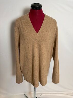 NWT Lands’ End 100% Cashmere Shawl Neck Sweater Women's Size Large (14-16) Brown